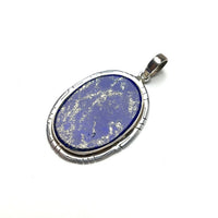 Lapis Lazuli Ultramarine Blue Natural Gemstone Sterling Silver Pendant
