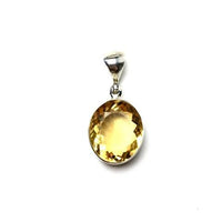Citrine Golden Yellow Gem Faceted Oval Natural Gemstone Sterling Silver Pendant
