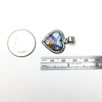 Gilson Opal Lab Created Rainbow Heart Shaped Gem Synthetic Sterling Silver Pendant