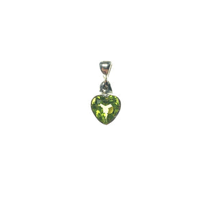 Peridot Lime Green Gem Faceted Heart Shaped Natural Gemstone Sterling Silver Pendant