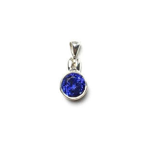 Tanzanite Violet Gem Faceted Round Natural Gemstone Sterling Silver Pendant