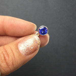 Tanzanite Violet Gem Faceted Round Natural Gemstone Sterling Silver Pendant