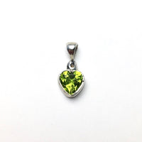 Peridot Lime Green Gem Faceted Heart Shaped Natural Gemstone Sterling Silver Pendant

