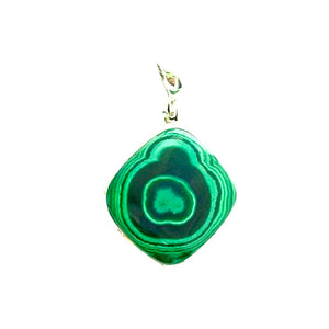 Malachite Banded Bright Green Gemstone in Sterling Silver Pendant