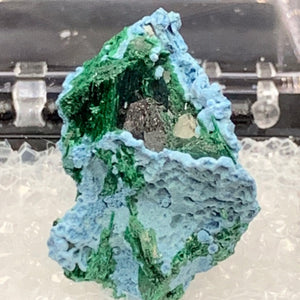 Shattuckite and Malachite #4 Thumbnail Specimen (Kaokoveld Plateau, Namibia)