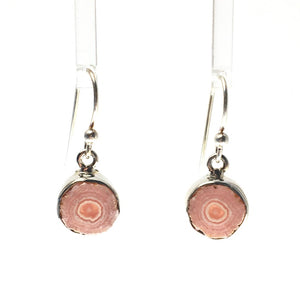 Rhodochrosite Soft Pink Stalactite Slice in Sterling Silver Dangle Earrings