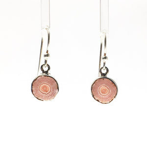 Rhodochrosite Soft Pink Stalactite Slice in Sterling Silver Dangle Earrings