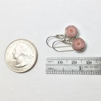 Rhodochrosite Soft Pink Stalactite Slice in Sterling Silver Dangle Earrings
