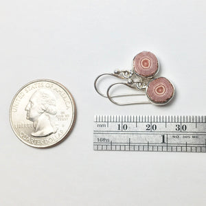 Rhodochrosite Soft Pink Stalactite Slice in Sterling Silver Dangle Earrings