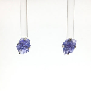 Tanzanite Violet Purple Raw Crystal Sterling Silver Stud Earrings