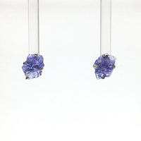 Tanzanite Violet Purple Raw Crystal Sterling Silver Stud Earrings
