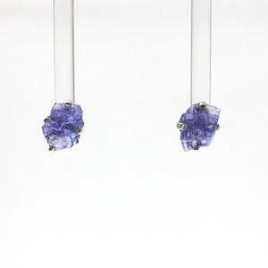 Tanzanite Violet Purple Raw Crystal Sterling Silver Stud Earrings