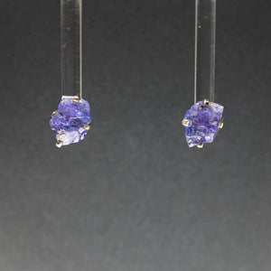 Tanzanite Violet Purple Raw Crystal Sterling Silver Stud Earrings