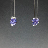Tanzanite Violet Purple Raw Crystal Sterling Silver Stud Earrings
