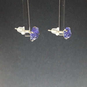 Tanzanite Violet Purple Raw Crystal Sterling Silver Stud Earrings