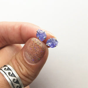 Tanzanite Violet Purple Raw Crystal Sterling Silver Stud Earrings