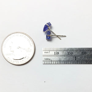 Tanzanite Violet Purple Raw Crystal Sterling Silver Stud Earrings