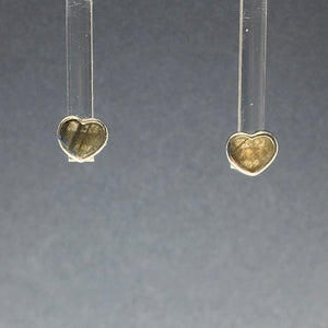 Labradorite Heart Shaped Polished Crystal Sterling Silver Stud Earrings