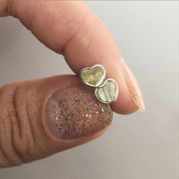 Labradorite Heart Shaped Polished Crystal Sterling Silver Stud Earrings

