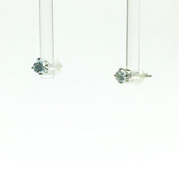 Aquamarine Ice Blue Gem Faceted Natural Gemstone Sterling Silver Stud Earrings
