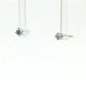 Aquamarine Ice Blue Gem Faceted Natural Gemstone Sterling Silver Stud Earrings