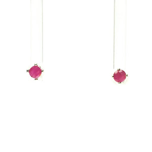 Ruby Dark Fuschia Pink Faceted Crystal Sterling Silver Stud Earrings