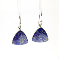 Lapis Lazuli Ultramarine Blue Natural Gemstone Sterling Silver Dangle Earrings
