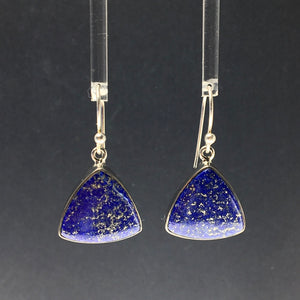 Lapis Lazuli Ultramarine Blue Natural Gemstone Sterling Silver Dangle Earrings