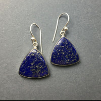 Lapis Lazuli Ultramarine Blue Natural Gemstone Sterling Silver Dangle Earrings