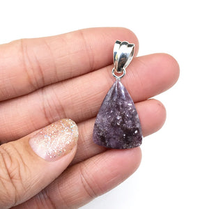 Lepidolite Purple Mica Gemstone on Sterling Silver Pendant by Tim Grasso