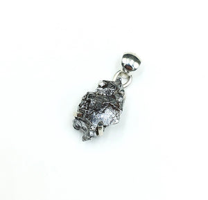 Meteorite Campo del Cielo Raw Rough Cut Gemstone Sterling Silver Pendant