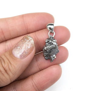 Meteorite Campo del Cielo Raw Rough Cut Gemstone Sterling Silver Pendant