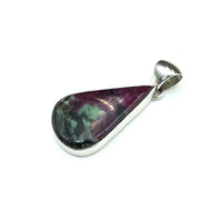Ruby and Zoisite Natural Cabochon Cut Gemstone Sterling Silver Pendant
