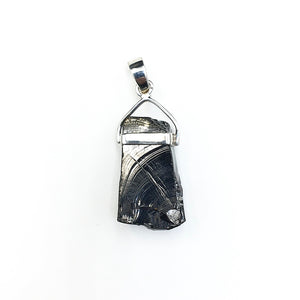 Shungite Raw Rough Cut Gemstone Sterling Silver Pendant