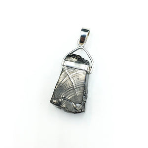 Shungite Raw Rough Cut Gemstone Sterling Silver Pendant