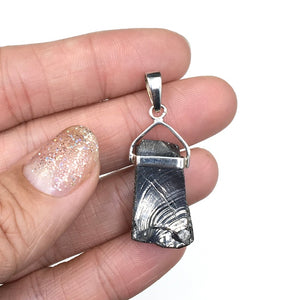 Shungite Raw Rough Cut Gemstone Sterling Silver Pendant