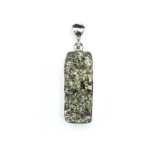 Pyrite Fool's Gold Raw Crystals Rough Cut Gemstone Sterling Silver Pendant