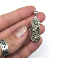 Pyrite Fool's Gold Raw Crystals Rough Cut Gemstone Sterling Silver Pendant