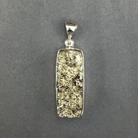 Pyrite Fool's Gold Raw Crystals Rough Cut Gemstone Sterling Silver Pendant
