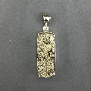 Pyrite Fool's Gold Raw Crystals Rough Cut Gemstone Sterling Silver Pendant