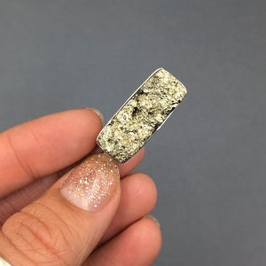 Pyrite Fool's Gold Raw Crystals Rough Cut Gemstone Sterling Silver Pendant