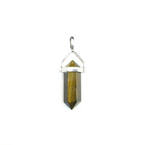 Tiger Eye Polished Point Golden Natural Gemstone in Sterling Silver Pendant