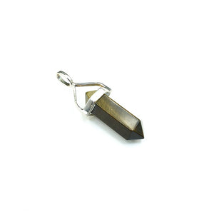 Tiger Eye Polished Point Golden Natural Gemstone in Sterling Silver Pendant