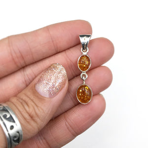 Baltic Amber Natural Cabochon Cut Gemstone Sterling Silver Pendant