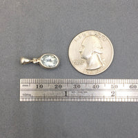 Aquamarine Ice Blue Gem Faceted Oval Crystal Natural Gemstone Sterling Silver Pendant
