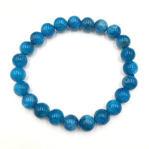 Blue Apatite Gemstone Bead Stretch Elastic Stone Bracelet