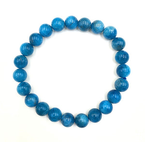 Blue Apatite Gemstone Bead Stretch Elastic Stone Bracelet