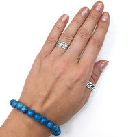 Blue Apatite Gemstone Bead Stretch Elastic Stone Bracelet