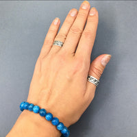 Blue Apatite Gemstone Bead Stretch Elastic Stone Bracelet
