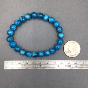 Blue Apatite Gemstone Bead Stretch Elastic Stone Bracelet